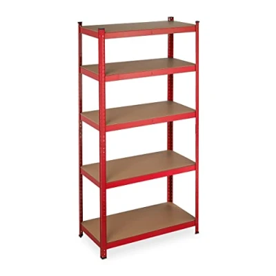 Afbeelding van Relaxdays rek voor zware lasten, steekrek, 875 kg, 5 niveaus, staal, 180 x 90 45 cm, rood