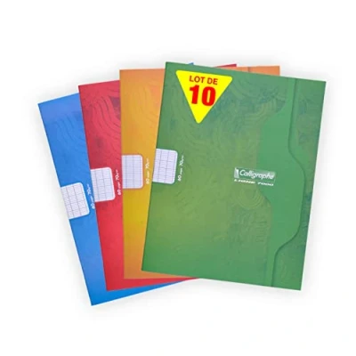 Afbeelding van Calligraphe 7005Cpack geniete notitieboeken, 17 x 22 cm, 60 pagina&#039;s, grote ruitjes, wit papier, 70 g, offsetkaart, willekeurige kleuren, 10 stuks