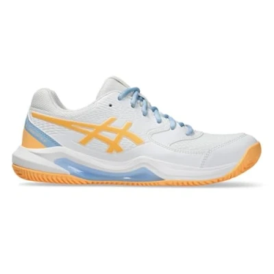 Afbeelding van Asics GEL Dedicate 8 Padelschoenen, Dames, Maat: 42.5, White/orange glow Textiel/ synthetisch