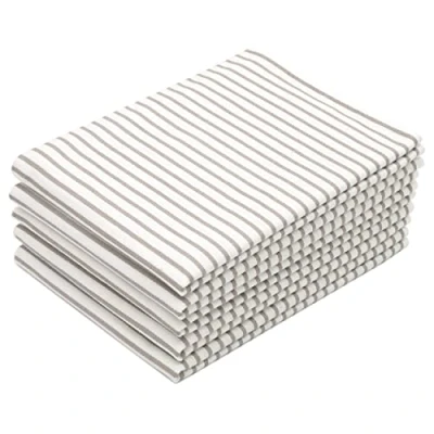 Afbeelding van Theedoeken set van 5, 100% katoen, 50x70 cm, wit taupe gestreept