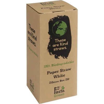 Afbeelding van Fiesta Compostable composteerbare papieren rietjes wit (250 stuks)