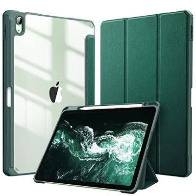 Afbeelding van FINTIE beschermhoes voor iPad Air 2022 5e generatie 10,9 inch/iPad 4 2020 transparante hoes [opslag en navulling van pen] schokbestendige slaap /wekfunctie,