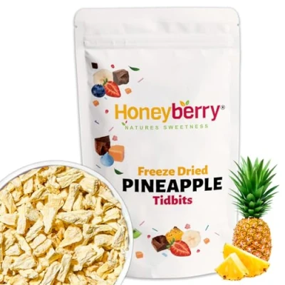 Afbeelding van Gelyophiliseerde ananas, 100 g, zonder toevoeging van suiker, 100% natuurlijk, glutenvrij, veganistisch