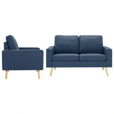 Afbeelding van 2 delig Bankstel stof blauw