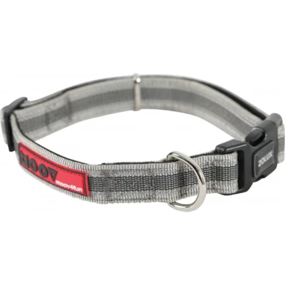 Afbeelding van ZOLUX Moov Halsband / Hondenhalsband Nylon Neopreen binnenvoering Grijs Reflecterend Breedte: 20 mm Nekomtrek: 36 47 cm (GELIEVE ALVORENS BESTELLEN OPMETEN)