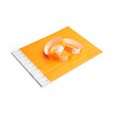 Afbeelding van Tyvek Papieren Armbanden voor controle en veiligheid, 500 stuks, evenementen, feesten, festivals reizen, entreearmbanden, oranje