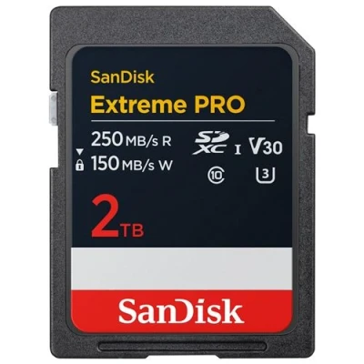 Image de SanDisk Extreme Pro Carte mémoire flash 2 To Video Class V30 / UHS I U3 Class10 SDXC