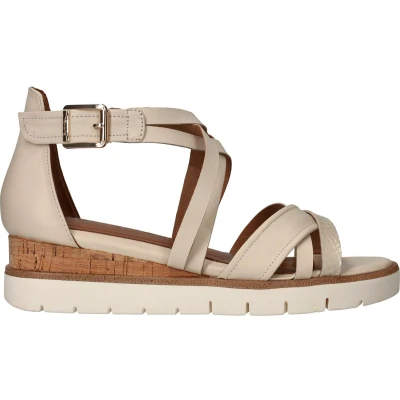 Afbeelding van Tamaris 12820542 Sandalen met sleehak, Dames, Maat: 38, Beige Leer/ synthetisch