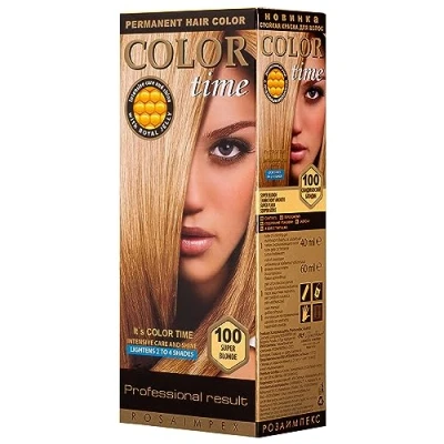 Afbeelding van Color Time Permanente Haarkleur Gel Verrijkt met Royal Jelly en Vitamine C Haarkleuring Kleur 100 Super Blond ML