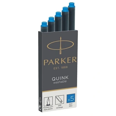 Image de Etui de 5 cartouches Parker pour stylo à plume, encre bleu effaçable