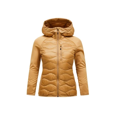 Afbeelding van Peak Performance Helium Hybrid HOOD Gewatteerde jas, Dames, Maat: Medium, Camel