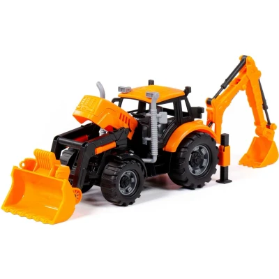 Afbeelding van Cavallino Tractor met Lader en Graafmachine Geel, Schaal 1:32