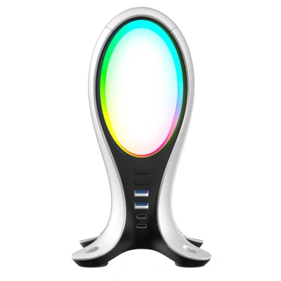 Afbeelding van Subsonic Headsetstandaard met USB poorten en LED, Hoofdtelefoonstandaards, Veelkleurig