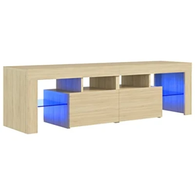 Afbeelding van Tv meubel LED verlichting 140x36,5x40 cm sonoma eikenkleurig