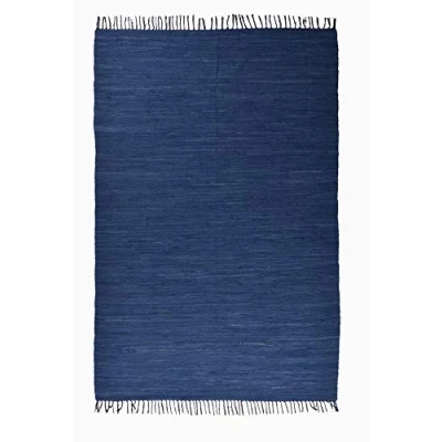 Afbeelding van Theko Dhurry Tapijt van 100% katoen, plat weefsel, Happy Cotton, handgeweven, kleur: donkergroen, 70 x 140 cm