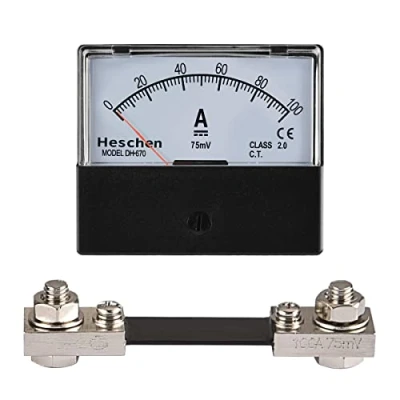 Afbeelding van Heschen Rechthoek Panel gemonteerd stroom meter tester Ampèremeter Dh 670 DC 0 100 A 75 MV Shunt Class 2.0 met