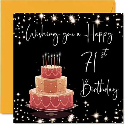 Image de Stuff4 Carte d&#039;anniversaire de 71 ans pour homme et femme Élégante Cartes ans, grand mère, père, maman, papa, tante, 145 mm x vœux an