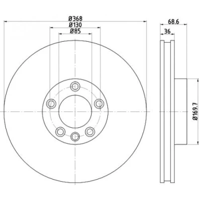 Afbeelding van TEXTAR PRO 92213603 Remschijf 368 36 05/06 130 interne ventilatie Gecoat Zonder wielbevestigingsbout, wielnaaf VOLKSWAGEN: Touareg I
