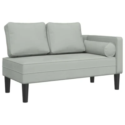 Afbeelding van Chaise longue met kussens fluweel lichtgrijs