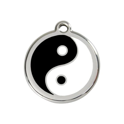 Afbeelding van Ying Yang Black roestvrijstalen hondenpenning medium/gemiddeld dia. 3 cm RedDingo