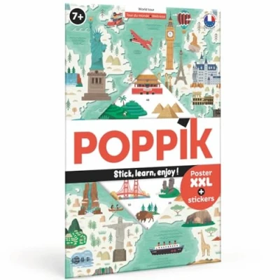 Afbeelding van POPPIK TOUR DU MONDE 1 POSTER + 71 STICKERS REPOSITIONNABLES