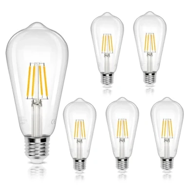 Afbeelding van Aigostar ledlamp E27, warm wit, 2700 K, 480 lm, 4 W, komt overeen met 41 W gloeilamp, Edison ST64, niet dimbaar, 5 stuks