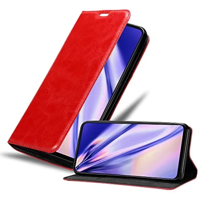 Afbeelding van Cadorabo Hoesje geschikt voor Motorola MOTO G9 PLUS in APPEL ROOD Beschermhoes met magnetische sluiting, standfunctie en kaartvakje Book Case Cover Etui