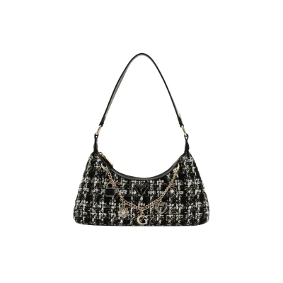 Afbeelding van GUESS Schoudertas Everlee Top Zip Shoulder Bag Black Multi Zwart
