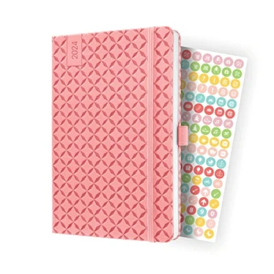 Afbeelding van Sigel agenda 2024 Jolie Flair A5 hardcover 7 dagen / 2 pagina&#039;s rose pink SI J4111