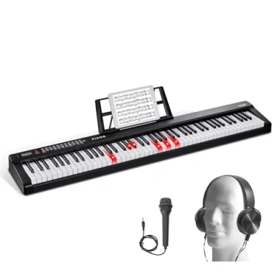 Afbeelding van VEVOR Digitale piano met 88 toetsen, halfgewogen draagbare elektrische pianoset in volledige grootte 1000 geluiden, geïntegreerde luidsprekers, sustain pedaal, hoofdtelefoon