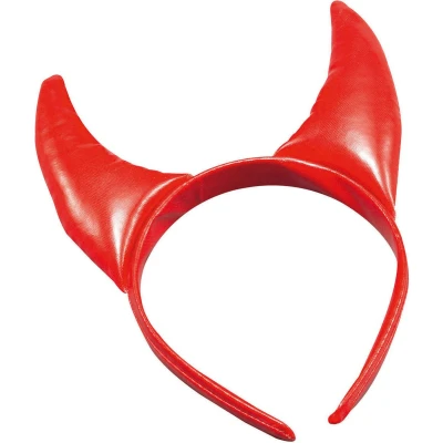 Afbeelding van Halloween diadeem duivel hoorntjes rood vinyl tiara/haarband