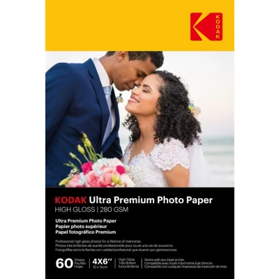 Afbeelding van KODAK Ultra Premium photo Paper 9891626 Pack de 60 feuilles papier haut gamme Format 10 x 15 cm (A6) Finition très brillante 280 gsm Compatible avec toutes imprimante jet d&#039;encre