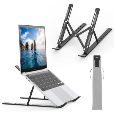 Image de GRIFEMA GB1054B Support réglable pour ordinateur portable avec 6 angles de réglage ordinateurs portables 10 à 17,3&quot; Noir