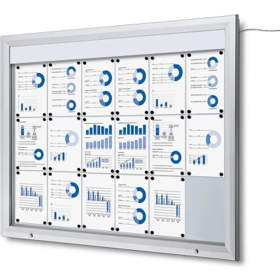 Afbeelding van Vergrendelbaar Notitiebord Outdoor Verlicht Logo met Gasveer 18x A4 Syna SCT18XA4PHLED Horeca &amp; Professioneel