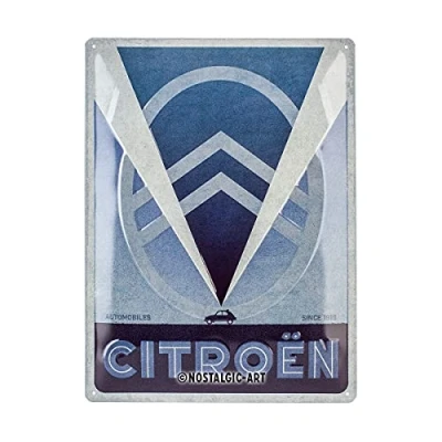 Afbeelding van Wandbord Citroën 2CV Logo Blue voor de echte fan of leuk als kado