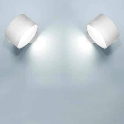 Afbeelding van Anmossi wandlamp voor binnen, 2 stuks, touch led met USB oplaadpoort, bediening, 3 helderheidsniveaus, draaibaar, 360 graden bedlampje slaapkamer (wit)