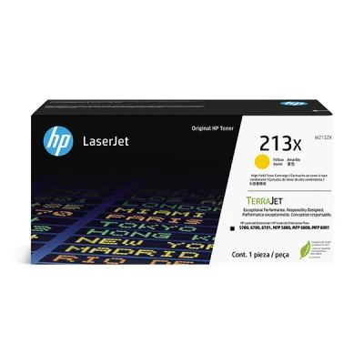 Image de HP 213X À rendement élevé jaune original LaserJet cartouche de toner (W2132X) pour Color Enterprise 5700dn, 6700dn, MFP 6800dn