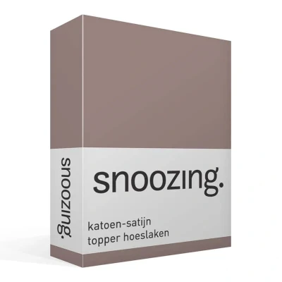 Afbeelding van Snoozing Katoen satijn Topper Hoeslaken Tweepersoons 140x220 cm Taupe