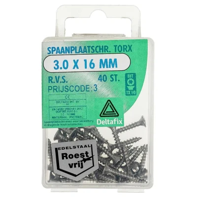 Afbeelding van Sp.pl.schr.torx 3,0x16mm rvs 40st Deltafix