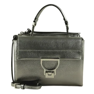 Afbeelding van COCCINELLE Leren schoudertas avondtas Arlettis Handbag Grainy Leather Steel zilverkleurig