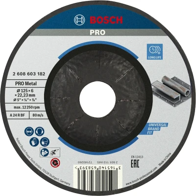 Image de BOSCH 2608603182 disque à meuler courbé Standard pour métal petites meuleuses d&#039;angle 125x22,23x6 mm
