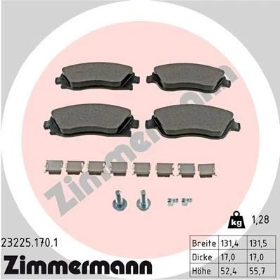 Afbeelding van ZIMMERMANN 23225.170.1 Remblokkenset Met akoestische slijtagewaarschuwing schroeven Foto komt overeen de leveringsomvang, veer