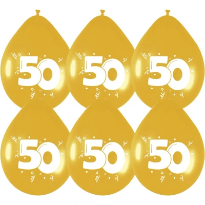 Afbeelding van Ballonnen 50 jaar Goud Metallic 30cm 6 stuks