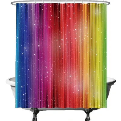 Afbeelding van Ulticool Douchegordijn Regenboog 180 x 200 cm met 12 ringen wit semi Transparant anti Schimmel Multi colour