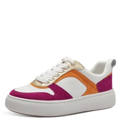 Afbeelding van Tamaris Sneakers laag fuxia, Dames, Maat: 38, Fuxia Leer en imitatieleer