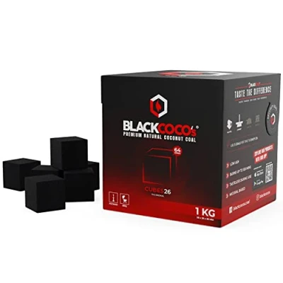 Afbeelding van BLACKCOCO&#039;s 1 kg Hoogwaardige Shisha houtskool natuurlijke kokoskool en barbecue kokoskoolbriketten voor waterpijp in kubus met lange
