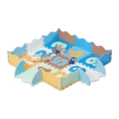 Afbeelding van Relaxdays speelmat puzzel cijfers met rand puzzelmat puzzeltegels speeltegels