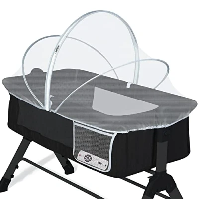 Afbeelding van Orzbow Vliegengaas voor babybed, muggennet kinderbed met twee zitplaatsen, wieg en kinderbed, stille ritssluiting, zijzak (wit)