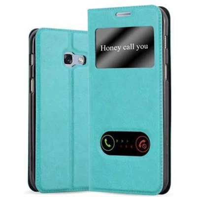 Afbeelding van Cadorabo Hoesje geschikt voor Samsung Galaxy A5 2017 in MUNT TURKOOIS Beschermhoes met magnetische sluiting, standfunctie en 2 kijkvensters Book Case Cover Etui