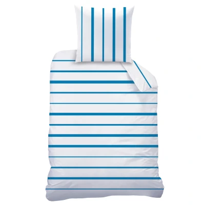 Afbeelding van Dekbedovertrek Blue Stripes Eenpersoons 140 x 200 cm Katoen